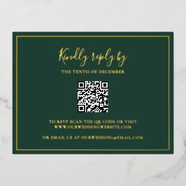 Tarjeta RSVP de matrimonio de código QR verde fore