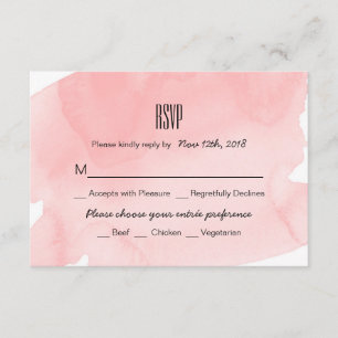 Tarjeta RSVP de matrimonio de color de agua rosa