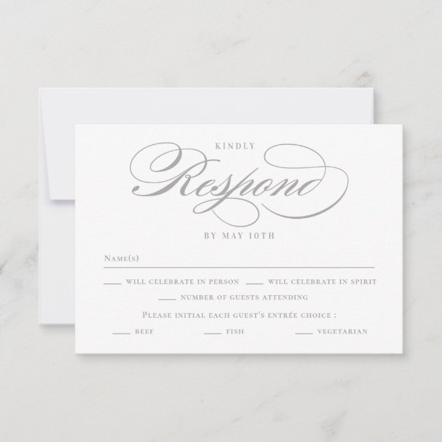 Tarjeta RSVP de matrimonio de color EDITABLE de gu (Anverso)