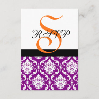 Tarjeta RSVP de matrimonio de Damasco Púrpura | Mo