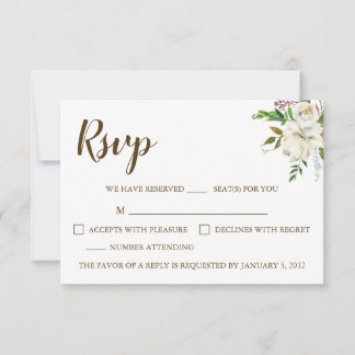 Tarjeta RSVP de matrimonio de elegancia rústica