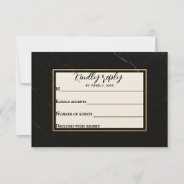 Tarjeta RSVP de matrimonio de Marble Onyx