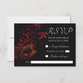 Tarjeta RSVP de matrimonio de mascarilla floral ro