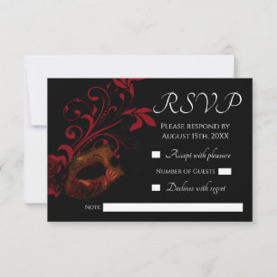 Tarjeta RSVP de matrimonio de mascarilla floral ro
