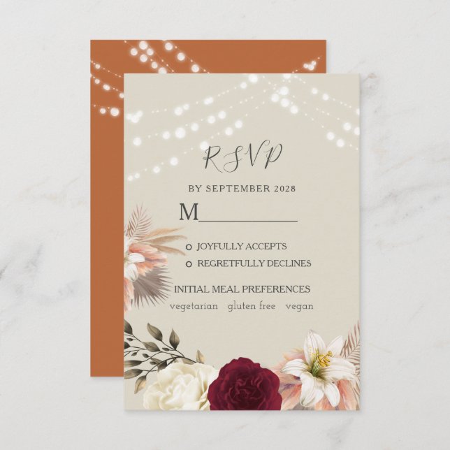 Tarjeta RSVP de matrimonio de Naranjas rusos (Anverso / Reverso)