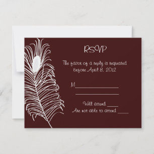 Tarjeta RSVP de matrimonio de plumas