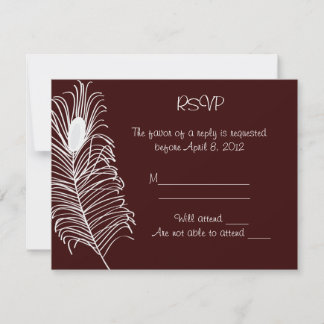 Tarjeta RSVP de matrimonio de plumas