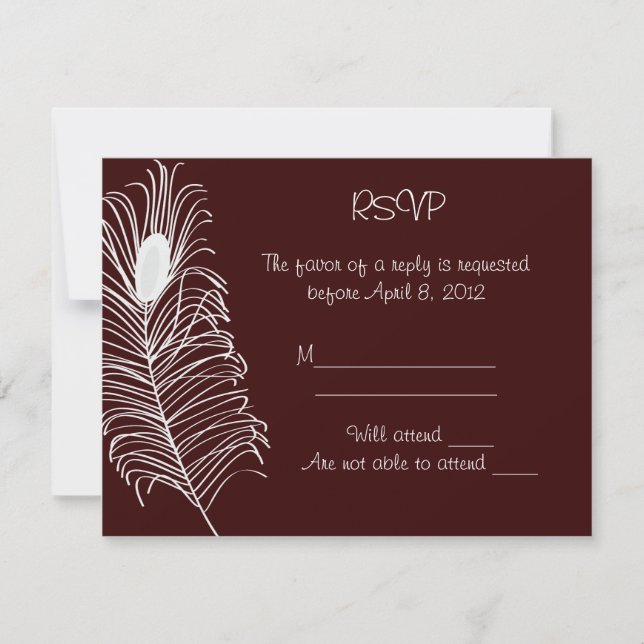 Tarjeta RSVP de matrimonio de plumas (Anverso)