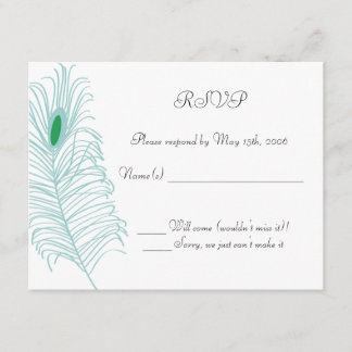 Tarjeta RSVP de matrimonio de plumas