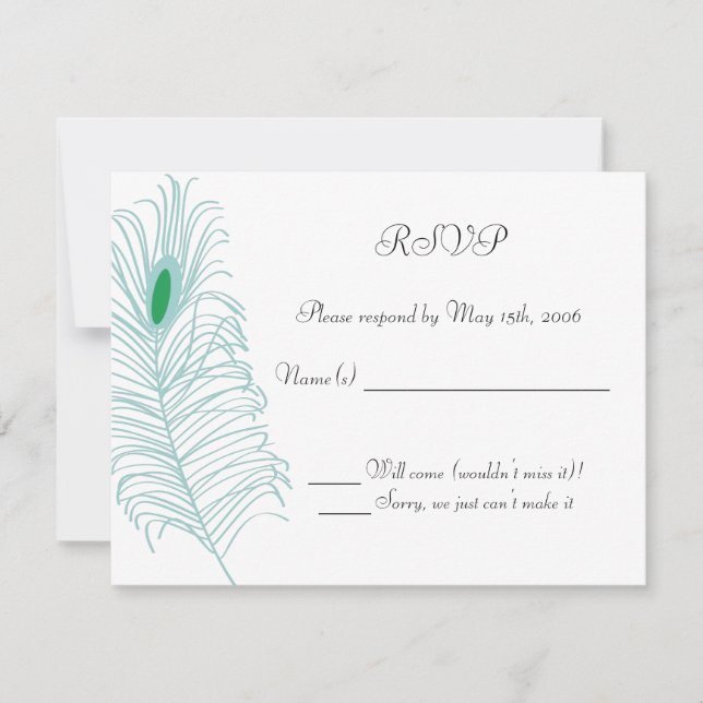 Tarjeta RSVP de matrimonio de plumas (Anverso)