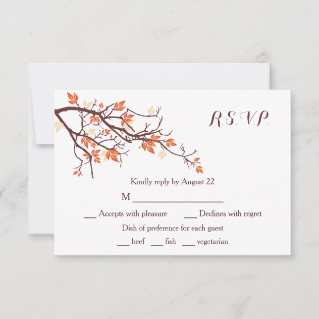 Tarjeta RSVP de matrimonio de rama de árbol de oto (Anverso)