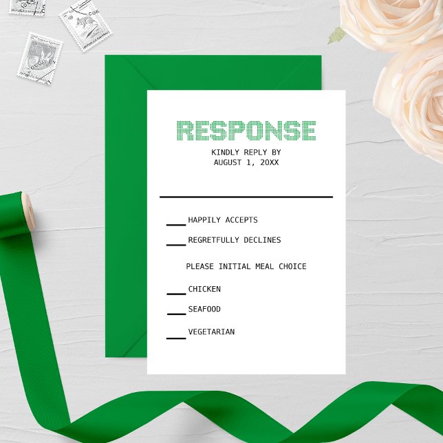 Tarjeta RSVP de matrimonio de "respuesta" de Pixel (Subido por el creador)