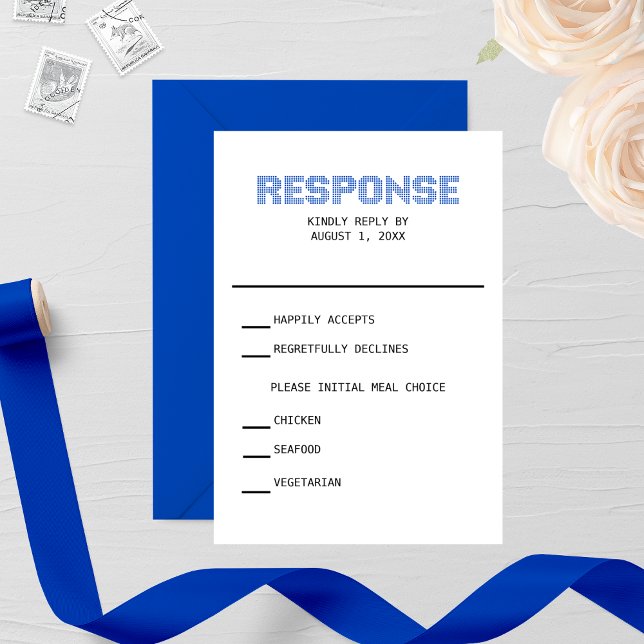 Tarjeta RSVP de matrimonio de "respuesta" de Pixel (Subido por el creador)
