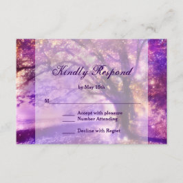 Tarjeta RSVP de matrimonio de roble púrpura rústic
