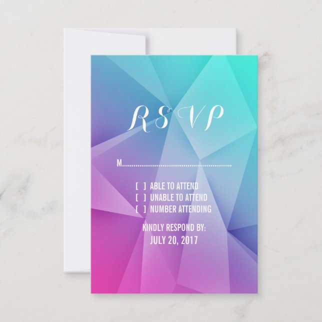 Tarjeta RSVP de matrimonio de tonos de joyas multi (Anverso)
