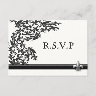 Tarjeta RSVP de matrimonio del patrón Fleur de Lis