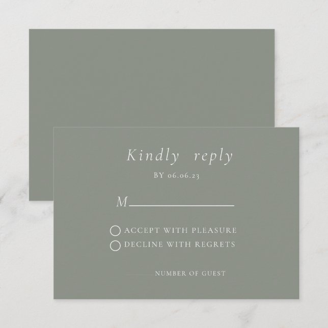 Tarjeta RSVP de matrimonio elegante Minimalista Sa (Anverso / Reverso)