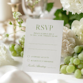 Tarjeta RSVP de matrimonio elegante verde claro be