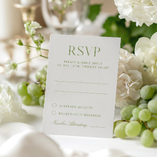 Tarjeta RSVP de matrimonio elegante verde claro be