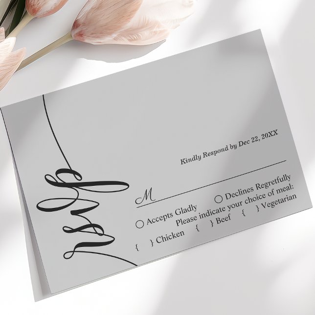 Tarjeta RSVP de matrimonio elegante y gris suave (Subido por el creador)