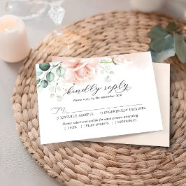 Tarjeta RSVP de matrimonio en flor rosado de Rubor