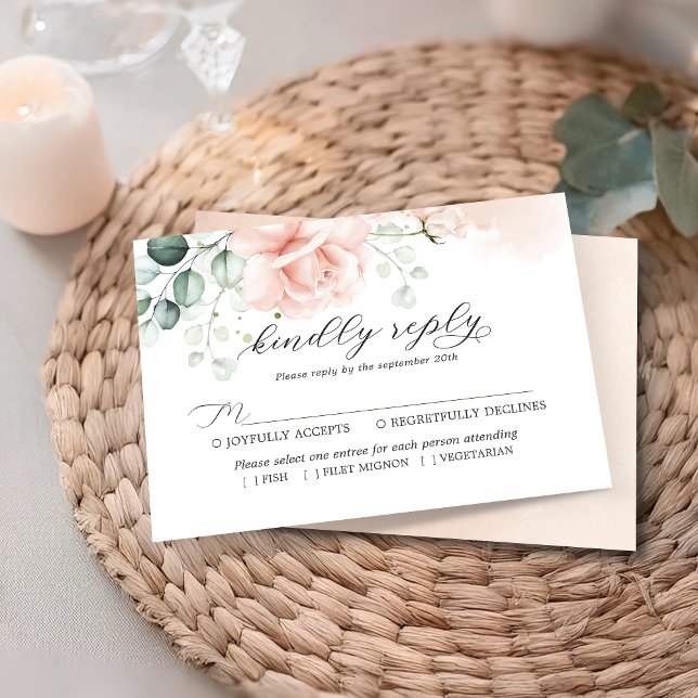 Tarjeta RSVP de matrimonio en flor rosado de Rubor (Subido por el creador)