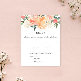 Tarjeta RSVP de matrimonio floral de color suave p