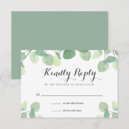 Tarjeta RSVP de matrimonio floral Eucalyptus Green