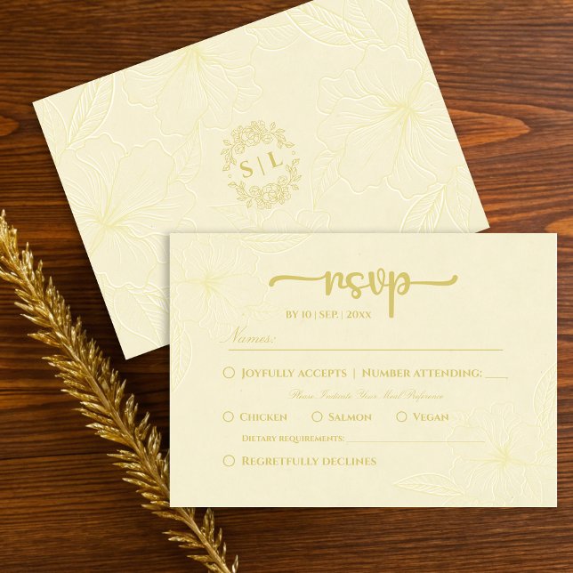 Tarjeta RSVP de matrimonio floral minimo simple y  (Subido por el creador)