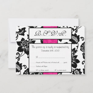 Tarjeta RSVP de matrimonio floral negro/rosa calie