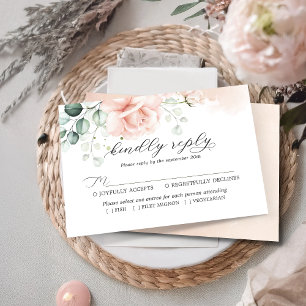 Tarjeta RSVP de matrimonio floral rosa de Rubor