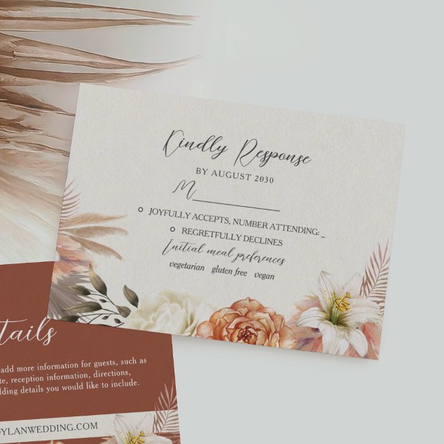 Tarjeta RSVP de matrimonio floral rústico (Subido por el creador)