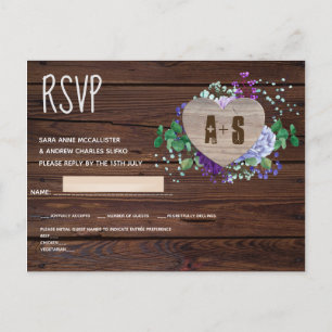 Tarjeta RSVP de matrimonio floral rústico Sv