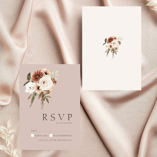Tarjeta RSVP de matrimonio floral verde rosa y agi