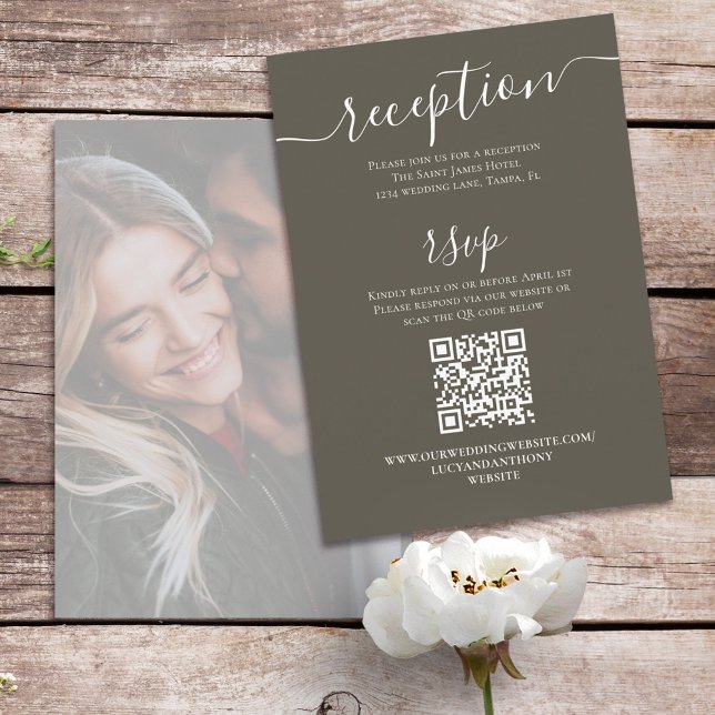 Tarjeta RSVP de matrimonio fotográfico Marrón neut (Subido por el creador)