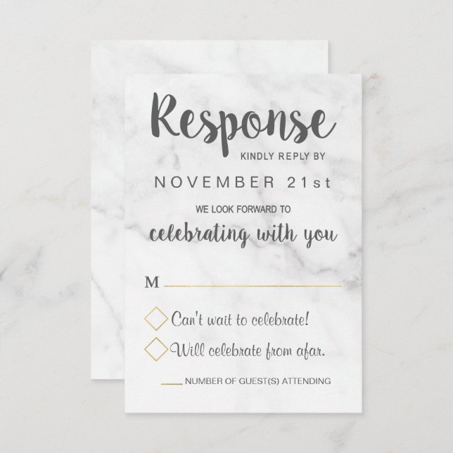 Tarjeta RSVP de matrimonio geométrico elegante de  (Anverso / Reverso)