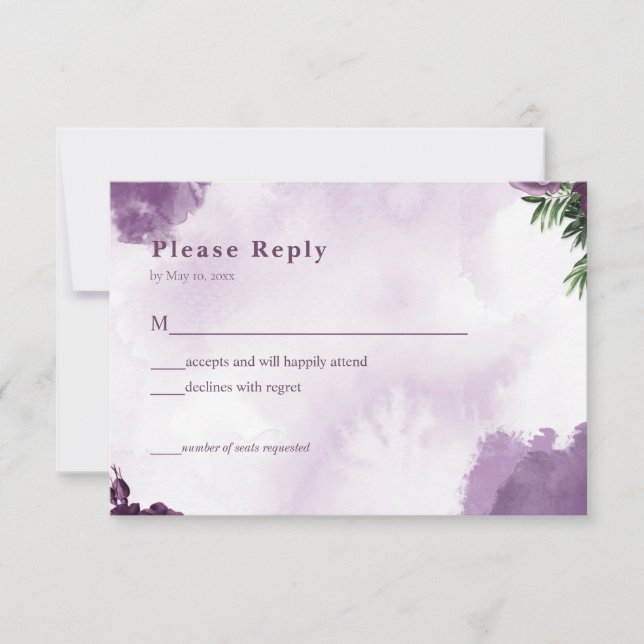 Tarjeta RSVP de matrimonio gótico floral para Rosa (Anverso)
