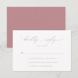 Tarjeta RSVP de matrimonio Minimalista con Rosa po