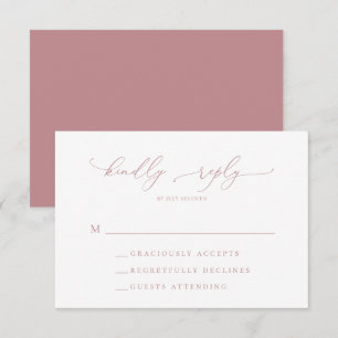 Tarjeta RSVP de matrimonio Minimalista con Rosa po