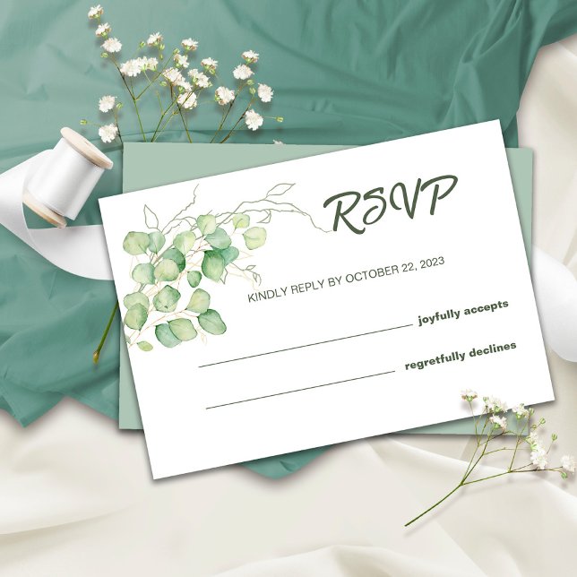 Tarjeta RSVP de matrimonio Minimalista Eucalyptus  (Subido por el creador)