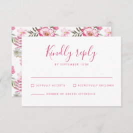 Tarjeta RSVP de matrimonio mínimo con floral rosa