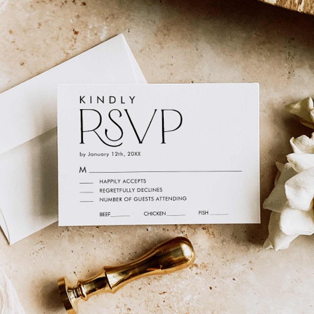 Tarjeta RSVP de matrimonio minimo elegante (Simple Elegant Wedding RSVP card)