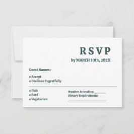 Tarjeta RSVP de matrimonio mínimo simple de pizarr
