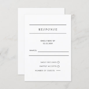 Tarjeta RSVP de matrimonio modernista simple y ele