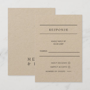 Tarjeta RSVP de matrimonio modernista simple y ele