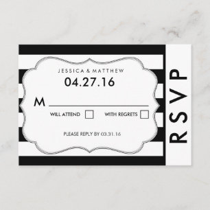 Tarjeta RSVP de matrimonio moderno de banda blanca