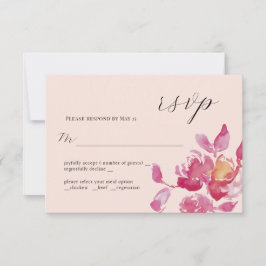 Tarjeta RSVP de matrimonio moderno Rosa de Rubor