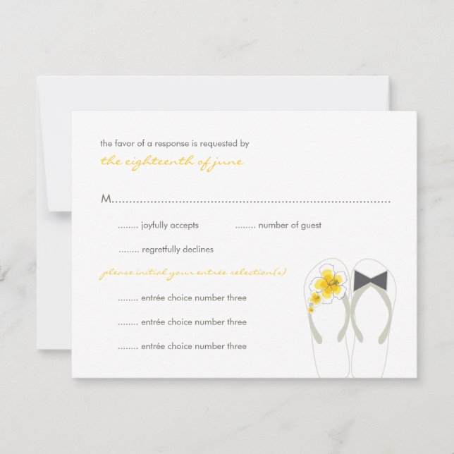 Tarjeta RSVP de matrimonio Mr & Mrs Yellow Flip Fl (Anverso)