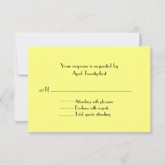 Tarjeta RSVP de matrimonio negro y amarillo
