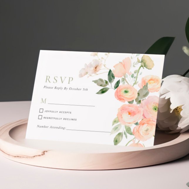 Tarjeta RSVP de matrimonio para flores verdes de R (Subido por el creador)